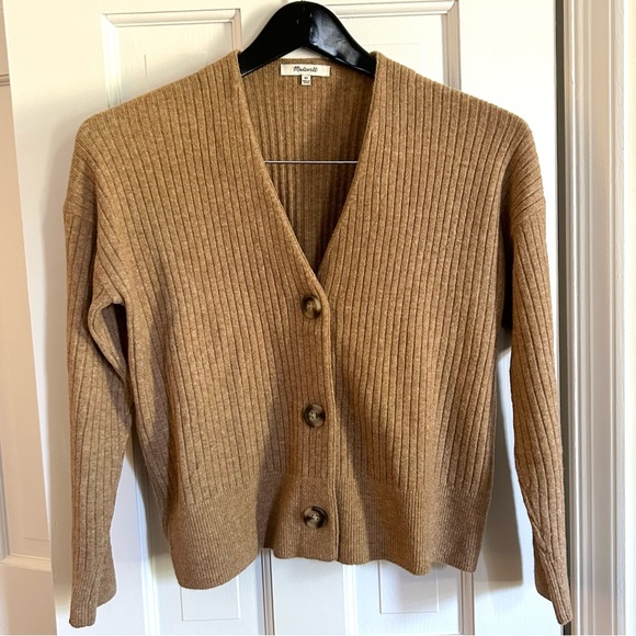 Madewell Sweaters - Madewell Tan Wool Blend Ribbed Cardigan Sweater Size XS